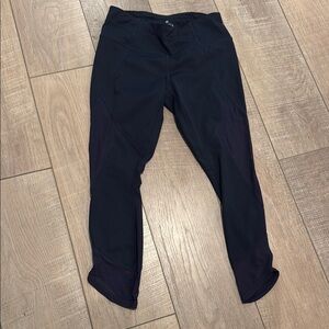 Athleta Navy blue cropped leggings with mesh squares